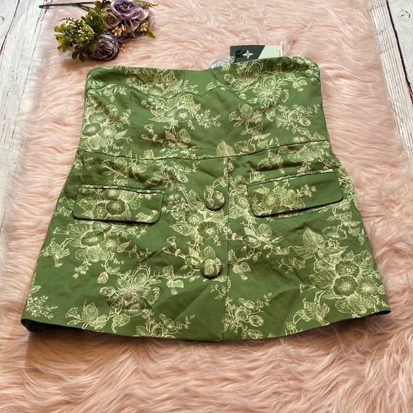 NWT TUCKERNUCK Green Floral Strapless Top sz XL - Picture 1 of 12